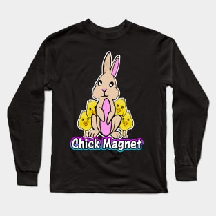 Bunny Chick Magnet White Long Sleeve T-Shirt